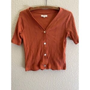 Madewell Pointelle Short Sleeve Cardigan Afterglow Red Women’s Size Small